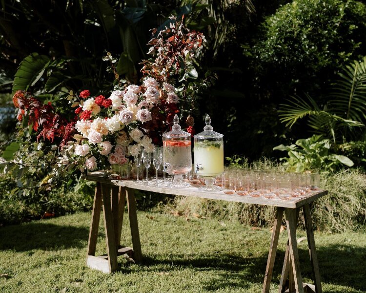 Backyard Wedding Drinks Station