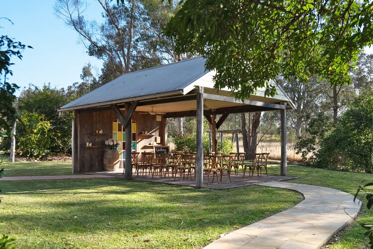 Open-air wedding ceremony space at Carriageway Dungog NSW