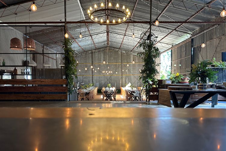 Wedding reception set up in Cooks Shed near Windsor