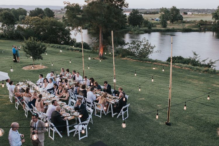 Outdoor reception space at Cornwallis House near Windsor