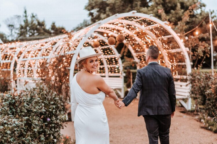 Garden elopement venue at Figbird Cottage