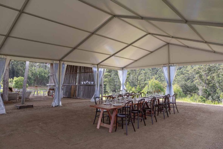 Blank canvas marquee wedding venue at Kiruna Farm on the NSW South Coast