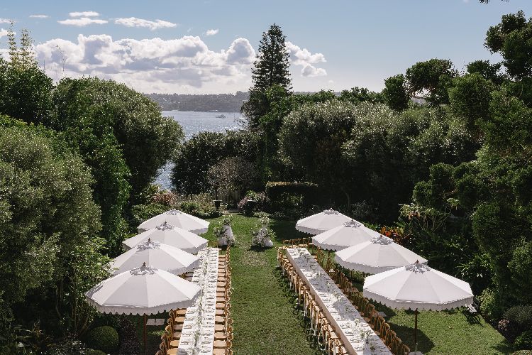 Garden reception space on Sydney Harbour at Lindesay House