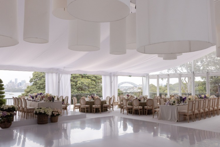 Marquee wedding reception at Taronga Zoo with Sydney Harbour views