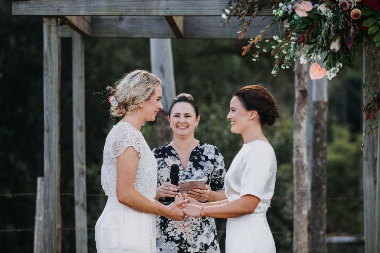 Moreton Bay Celebrant Evie marrying two Brides in Caboolture QLD