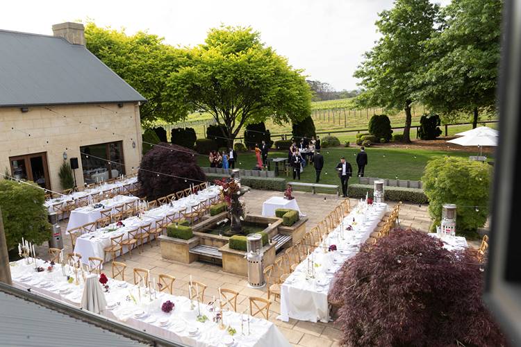 Outdoor wedding reception venue at Centennial Vineyards Restaurant