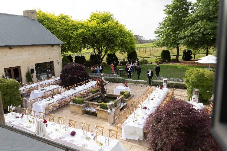 Outdoor winery reception at Centennial Vineyards in the Southern Highlands