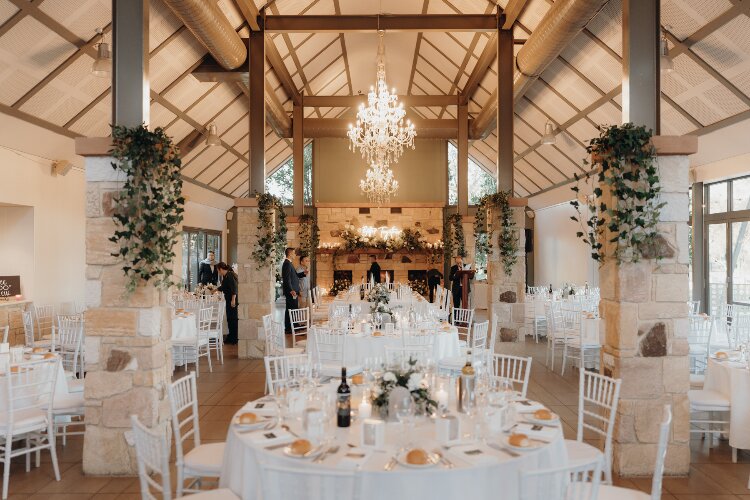 Elegant reception venue with huge fireplace at Pokolbin's Enzo Hunter Valley