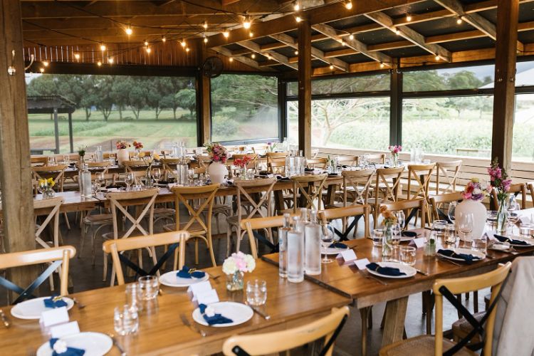 Rustic reception hall at Farm + Co in Cudgen