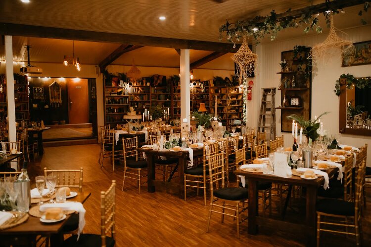 Rustic reception venue at Sylvan Glen Estate