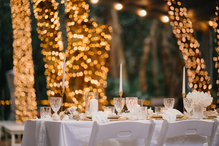 Rustic wedding reception deck at The Oasis in Port Stephens