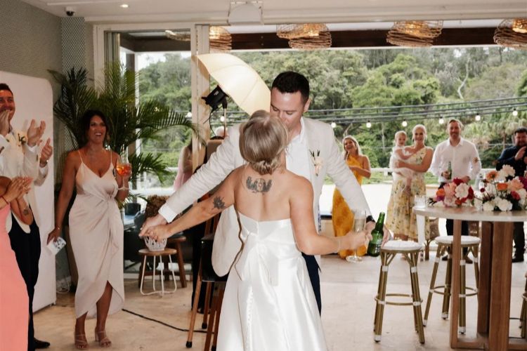 Bride and Groom dancing at The Boathouse Shelly Beach