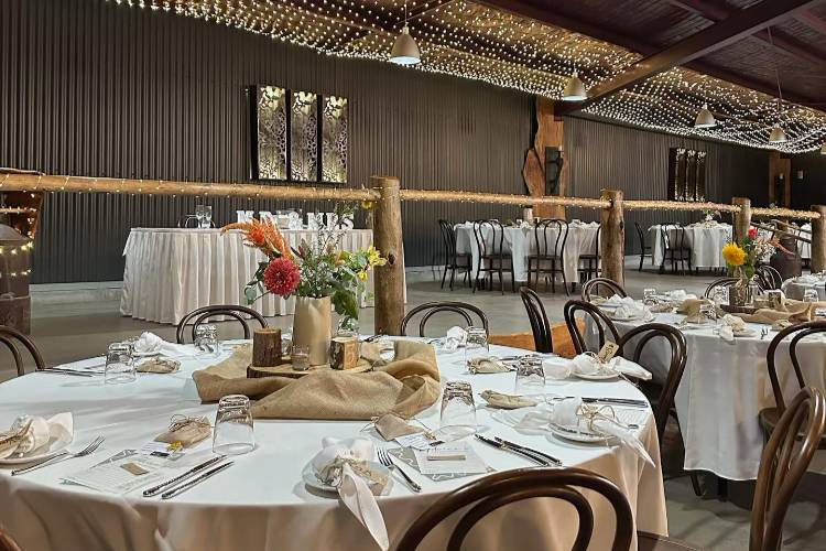 South Coast venue set up for wedding reception at Oaklands Event Centre