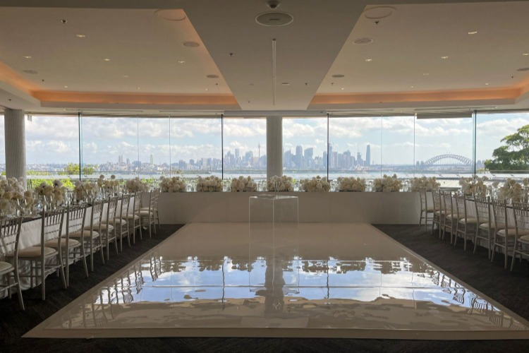 Ballroom reception venue at Taronga Zoo with Sydney Harbour Bridge views