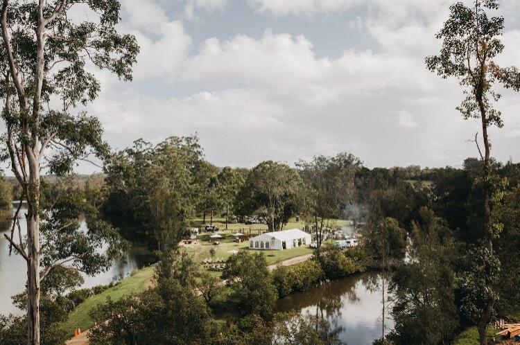 Camping wedding venue at River View Island
