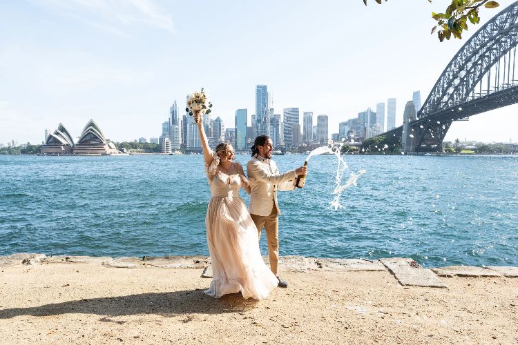 Sydney Harbour wedding photo with Opera House & Harbour Bridge by Mr Wigley